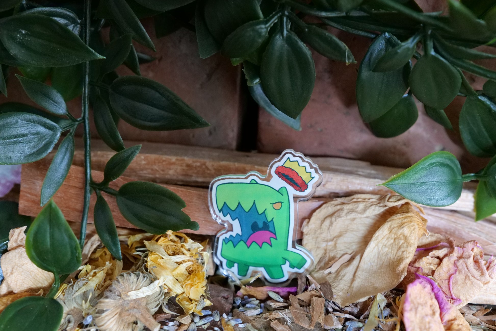 Winston sticker with rainbow elements on a natural background